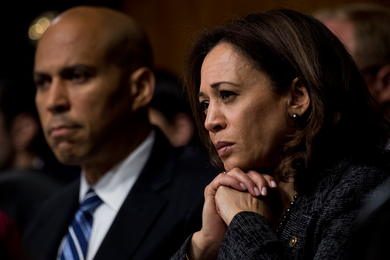 Democratic Senators Cory Booker and Kamala Harris